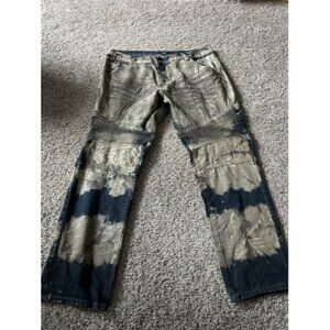 Lion Dynasty Men's Jeans Straight Distressed Moto Style Expressive Size 38 x 30L